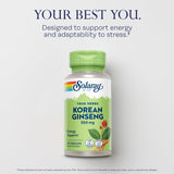 SOLARAY ginseng coreano 550 mg: uso diario para apoyo al manejo del estrés.
