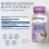 SOLARAY ginseng coreano, cápsulas dentro del frasco, uso diario