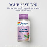SOLARAY ginseng coreano, etiqueta visible en el bote