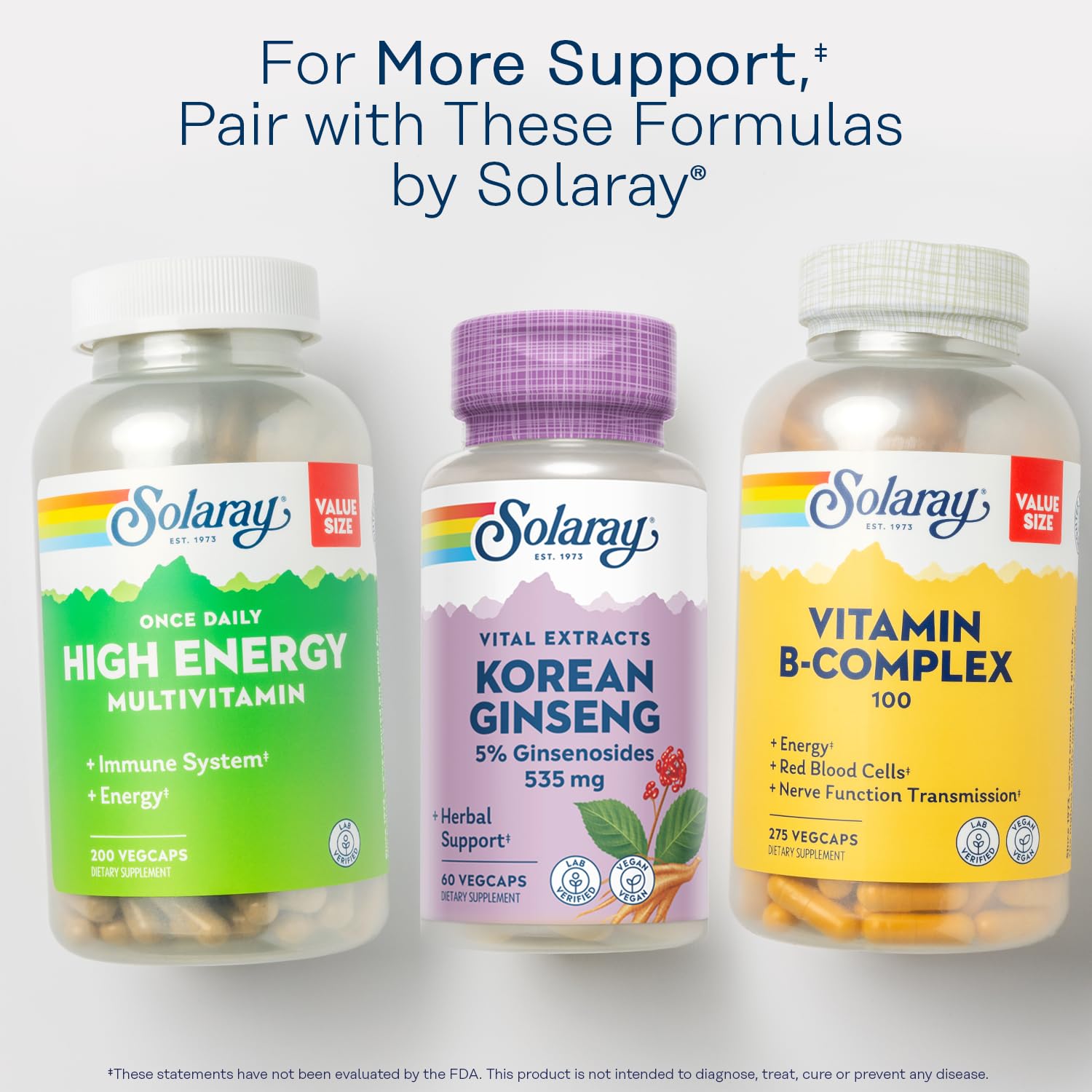 SOLARAY ginseng coreano, consumo diario, soporte para energía y bienestar