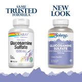 SOLARAY Glucosamine Sulfate 1500mg: etiqueta informativa con datos de composición y beneficios