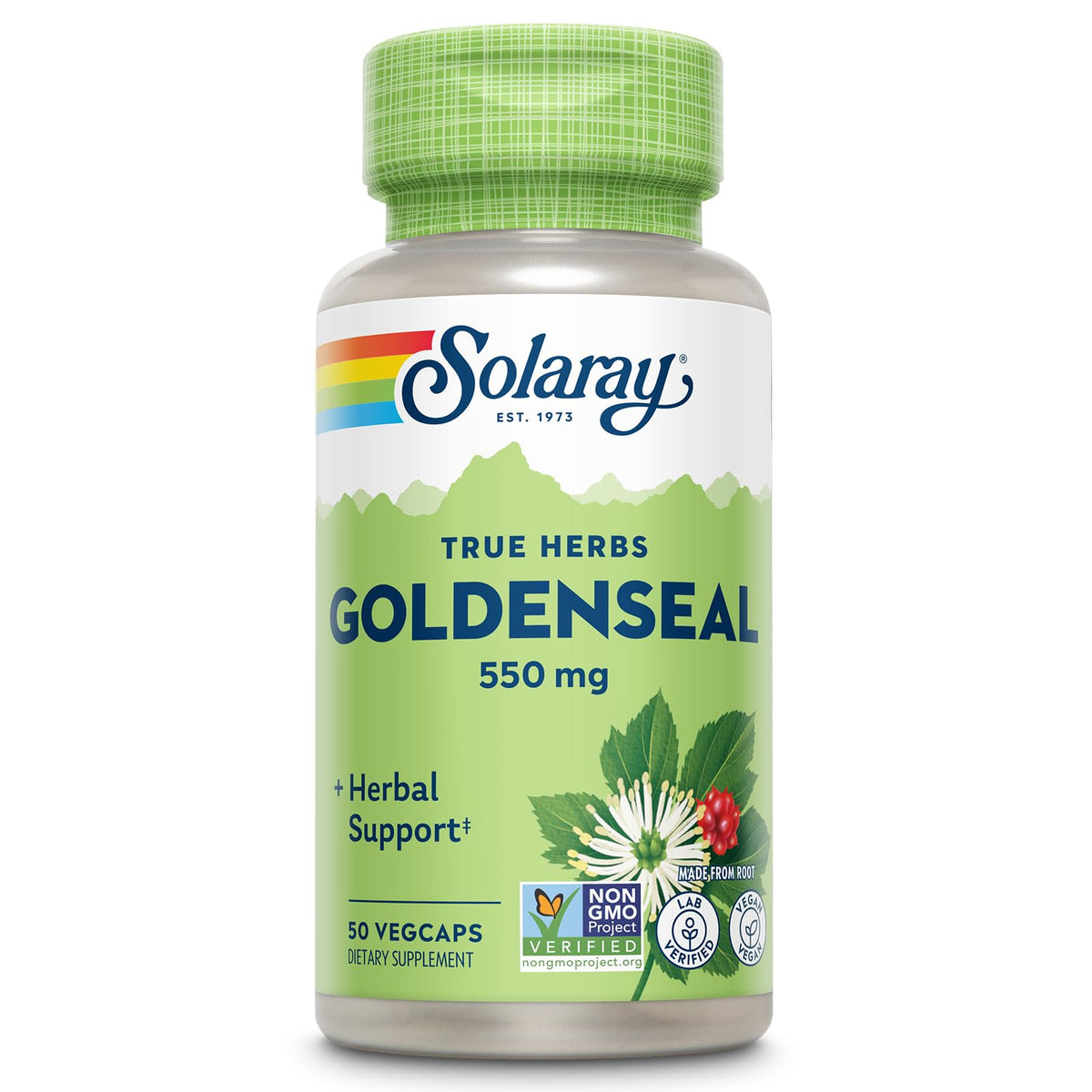 SOLARAY Goldenseal: cápsulas en frasco para apoyo diario del bienestar