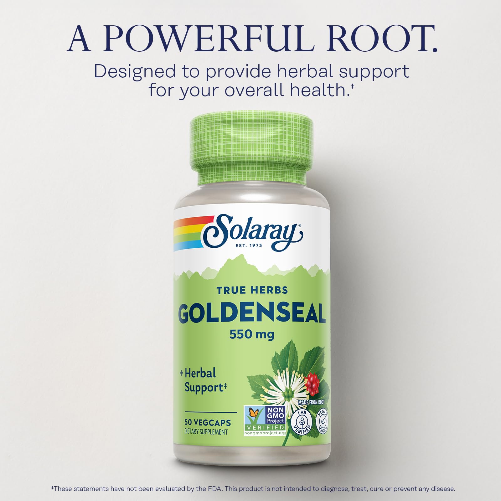 Raíz de Goldenseal de 550 mg, fuente de bienestar para el día