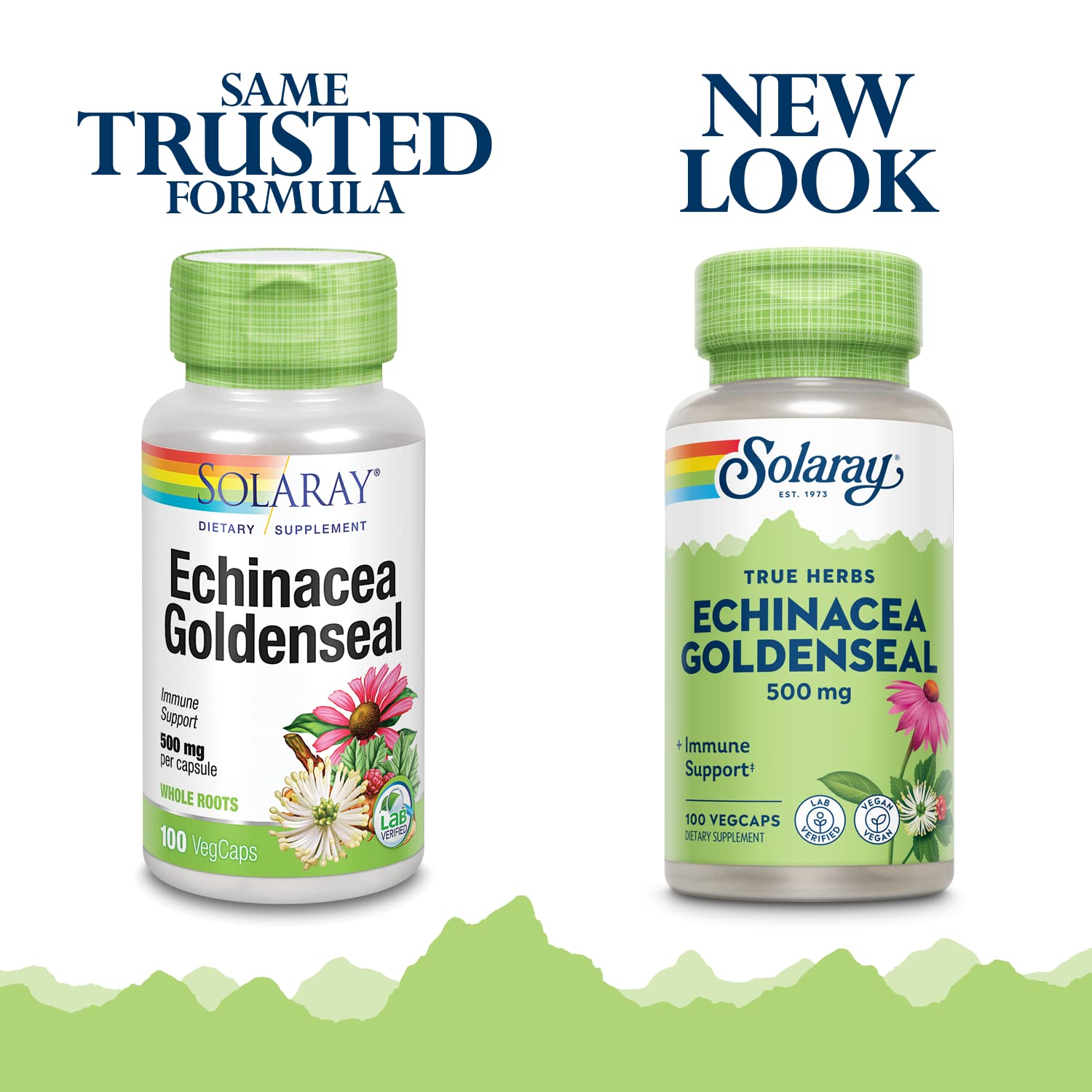 SOLARAY Goldenseal raíz dorada en frasco, uso tradicional para apoyo estacional.
