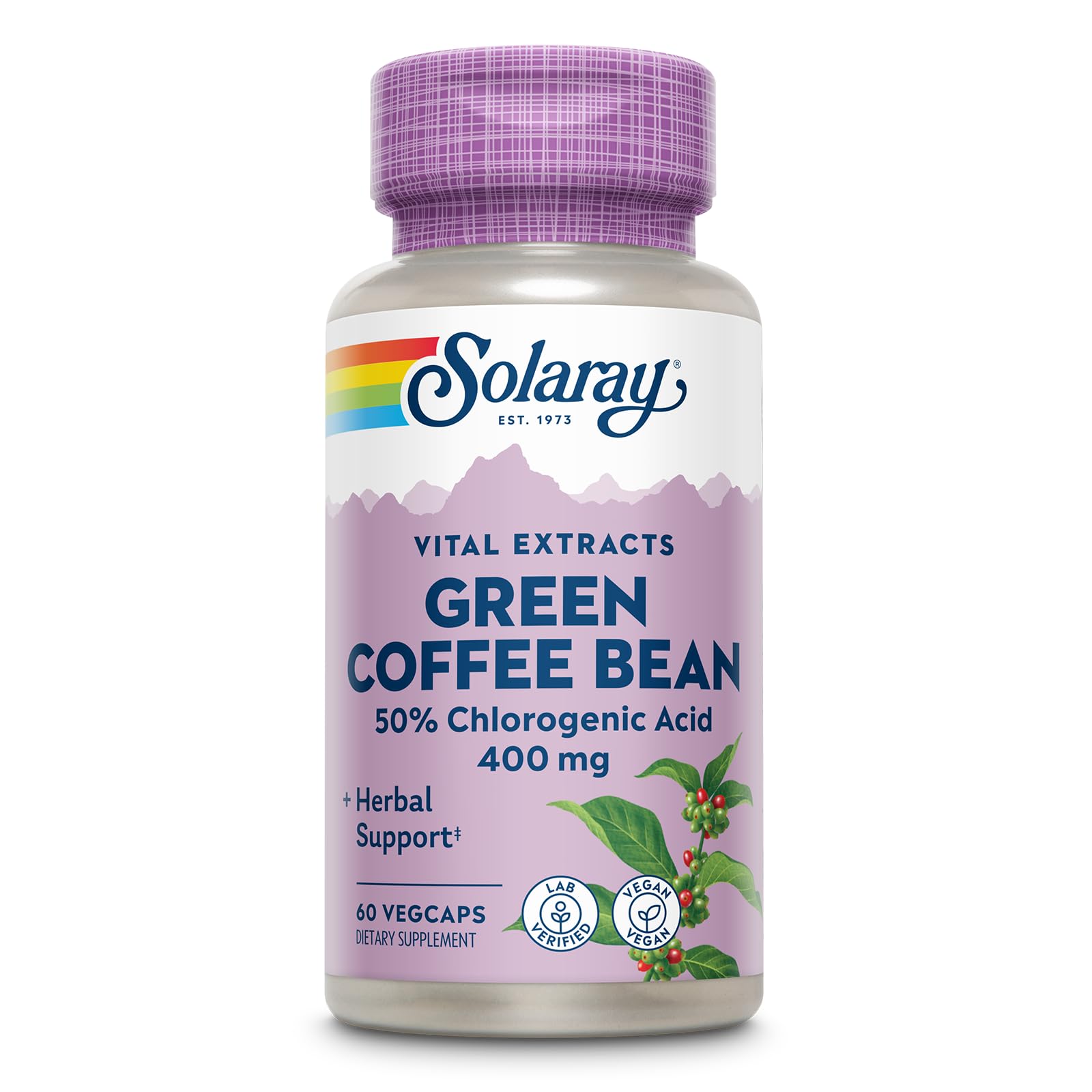 SOLARAY Green Coffee Bean Extract: botella de 60 cápsulas para apoyo al control de peso.