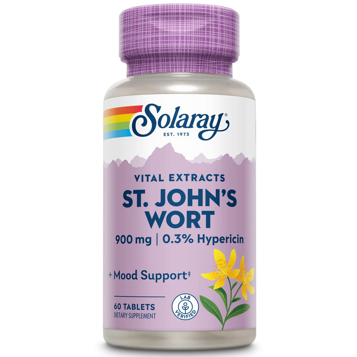 SOLARAY Hierba de San Juan 900 mg, tableta diaria para apoyo al ánimo general