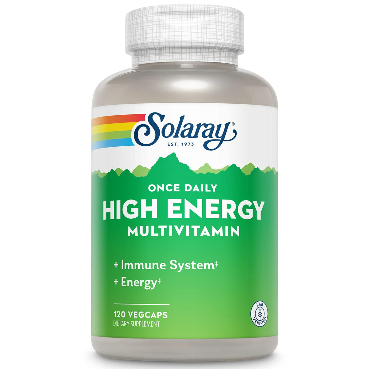 SOLARAY Multivitamínico de Alta Energía: etiqueta clara con información de ingredientes clave
