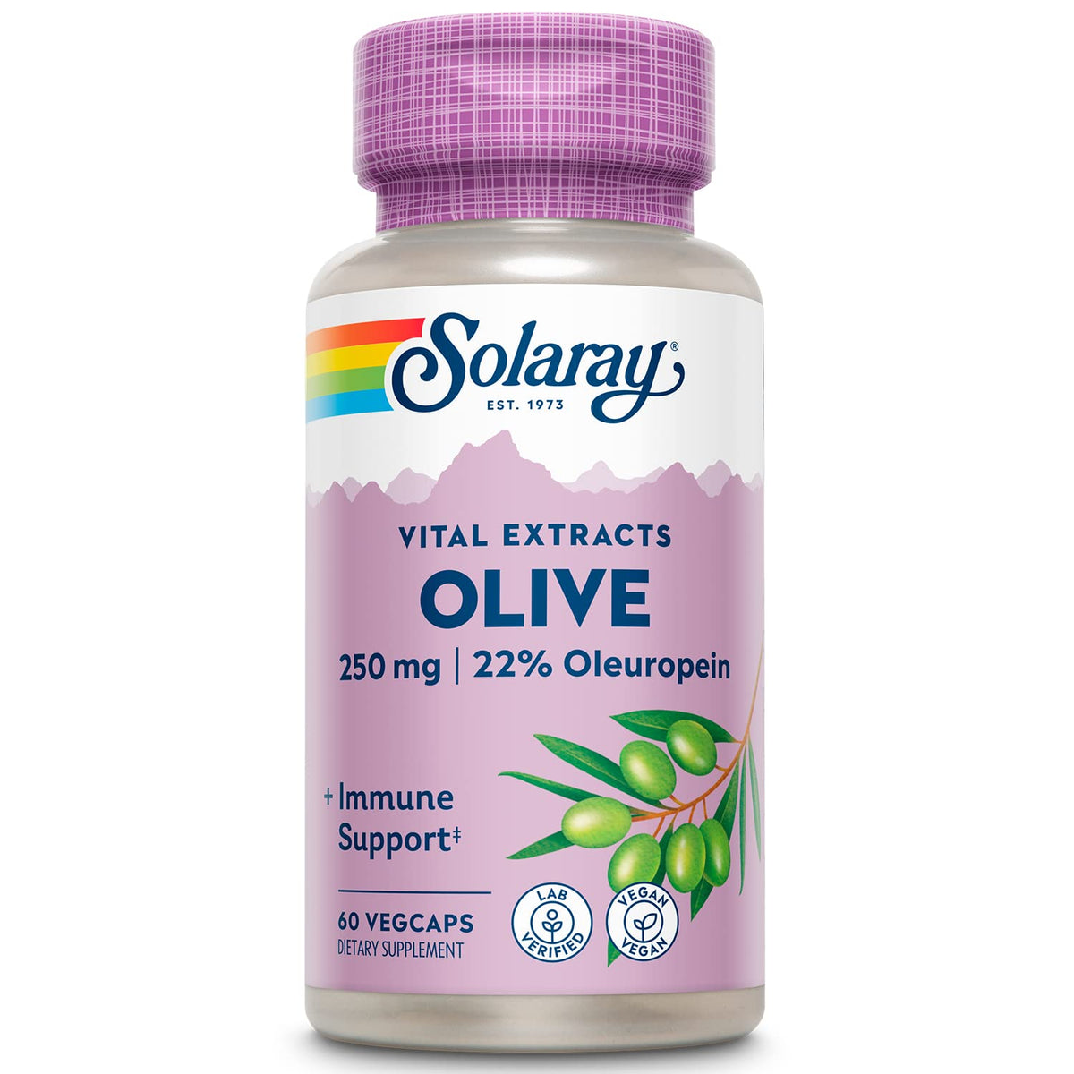 SOLARAY Olivo 250 mg: cápsulas de hoja de olivo para apoyo al bienestar diario.