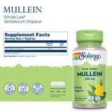 SOLARAY Hoja de mullein, cápsulas veganas: dosis diaria para bienestar respiratorio