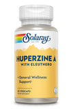Solaray Huperzine A, cápsulas frente de la botella; posible apoyo a la concentración diaria.