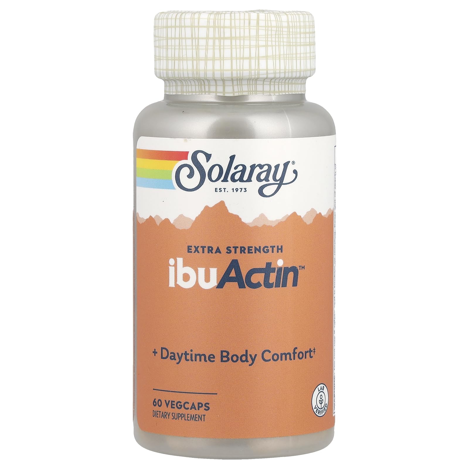 SOLARAY IbuActin: botella vertida mostrando el soporte para la movilidad diaria