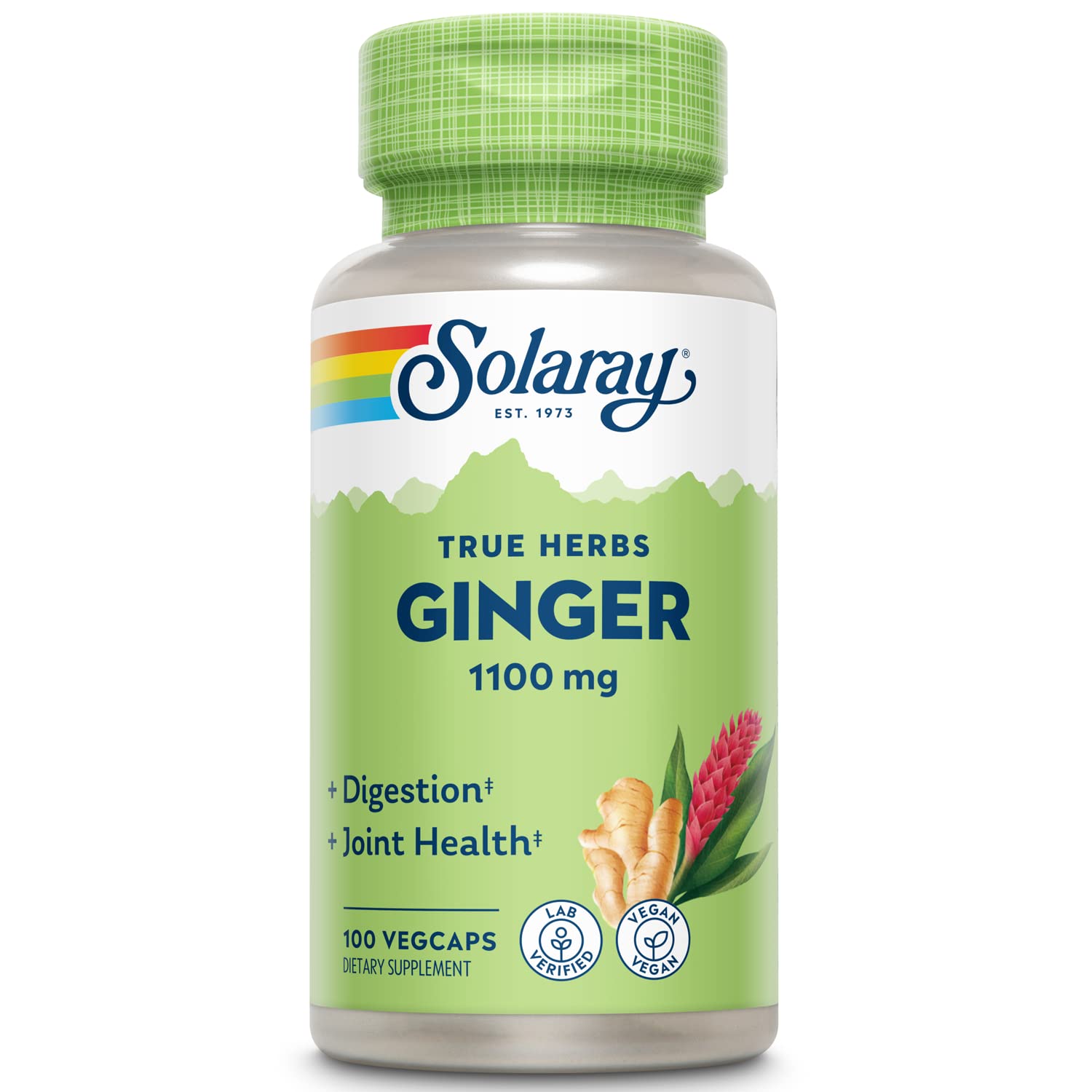 SOLARAY jengibre raíz 1100mg: botella para apoyo digestivo diario