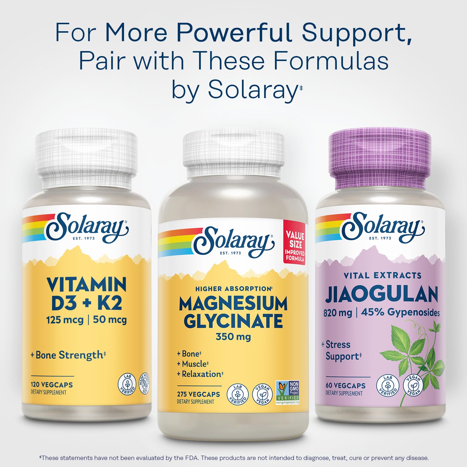 SOLARAY Jiaogulan, cápsulas vegetales para uso diario y rutina saludable