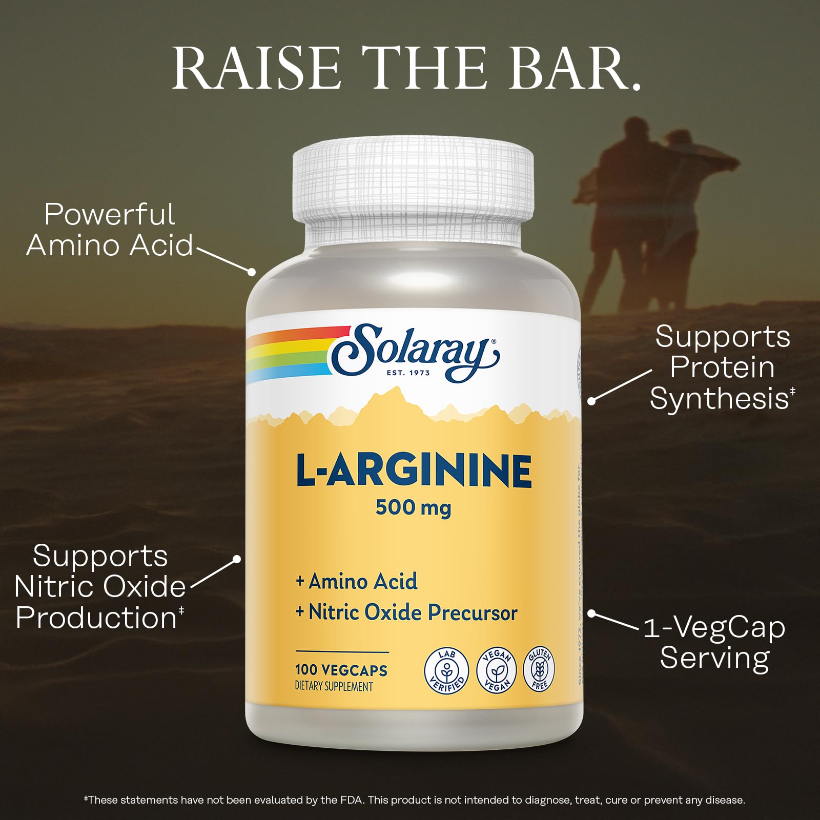 SOLARAY L-Arginina 500 mg, etiqueta clara: información segura y accesible