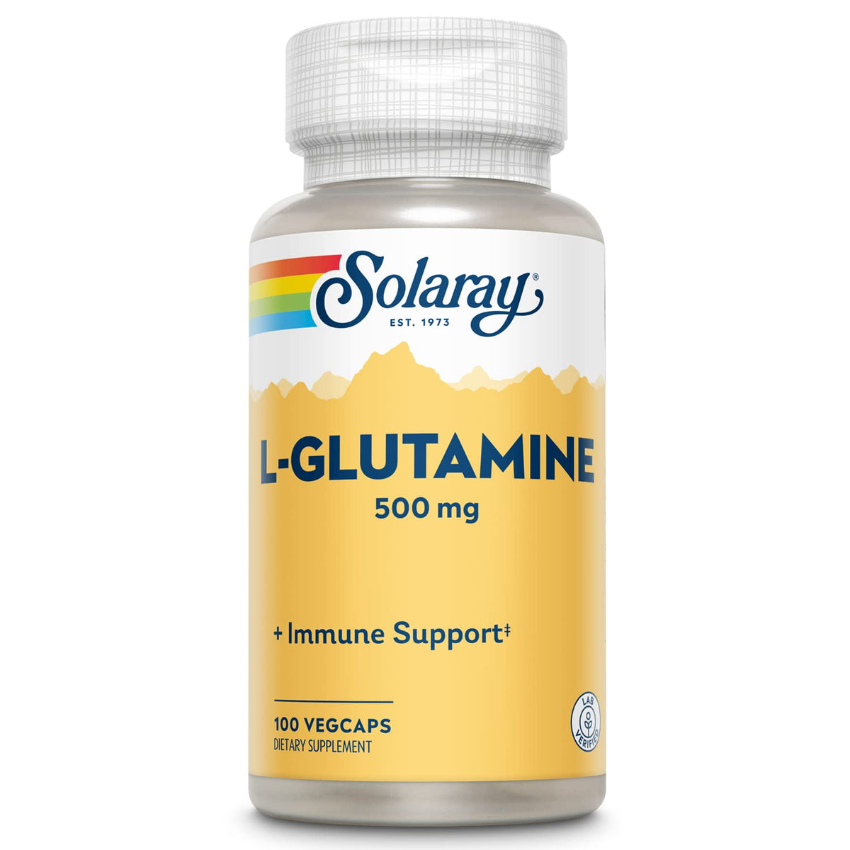 SOLARAY L-Glutamina, botella, cápsulas de 500 mg para apoyo proteico diario