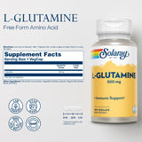 SOLARAY L-Glutamina cápsulas veganas de 500 mg para uso diario
