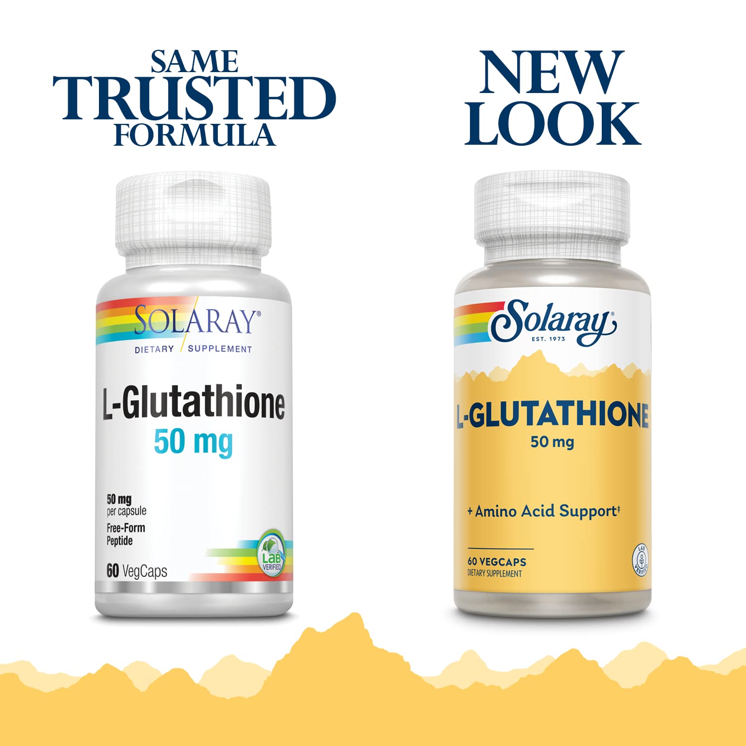 SOLARAY L-Glutatión: etiqueta frontal que destaca la forma libre.