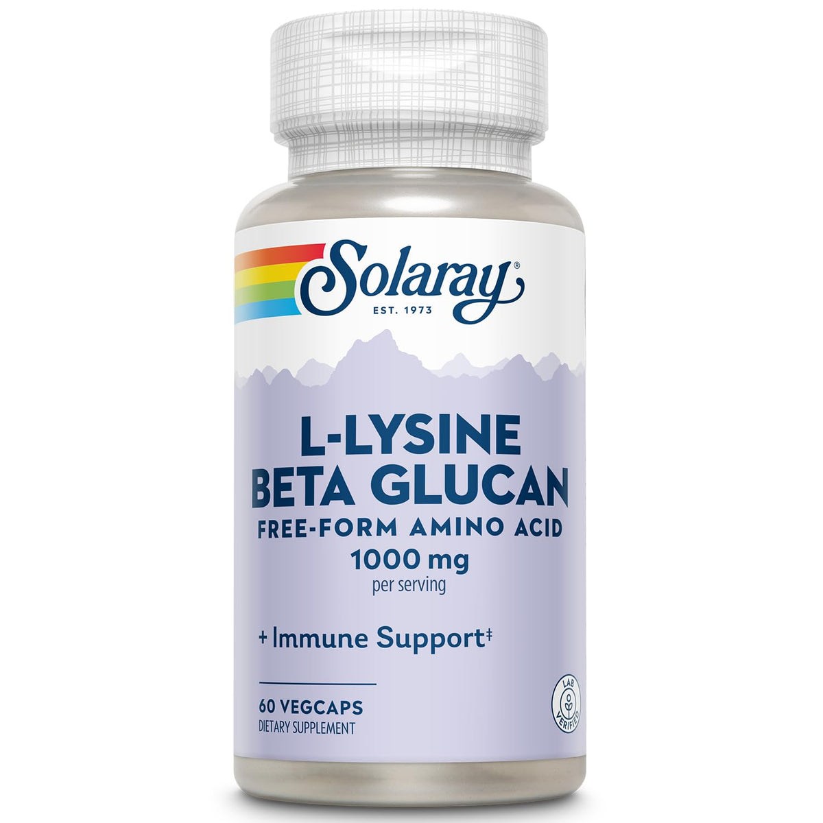 SOLARAY L-Lisina 1000 mg: cápsulas veganas para apoyo inmune diario y salud de piel