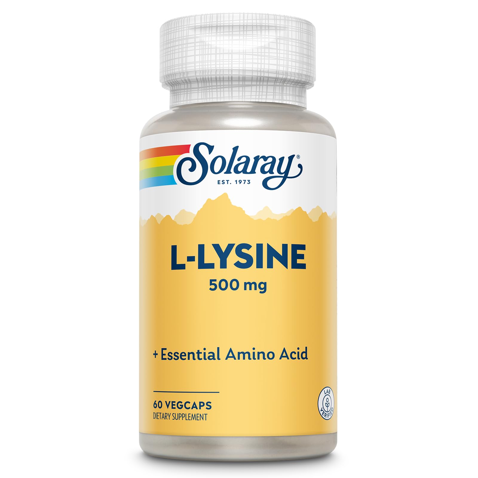 SOLARAY L-Lisina 500 mg, cápsulas veganas para bienestar diario.