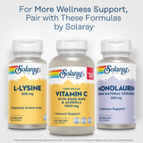 SOLARAY L-Lisina 500 mg, ingredientes claros y etiqueta legible.
