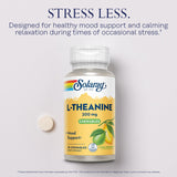 SOLARAY L-Theanine 200 mg botella reciclada post-consumo, opción ecológica para tu rutina.