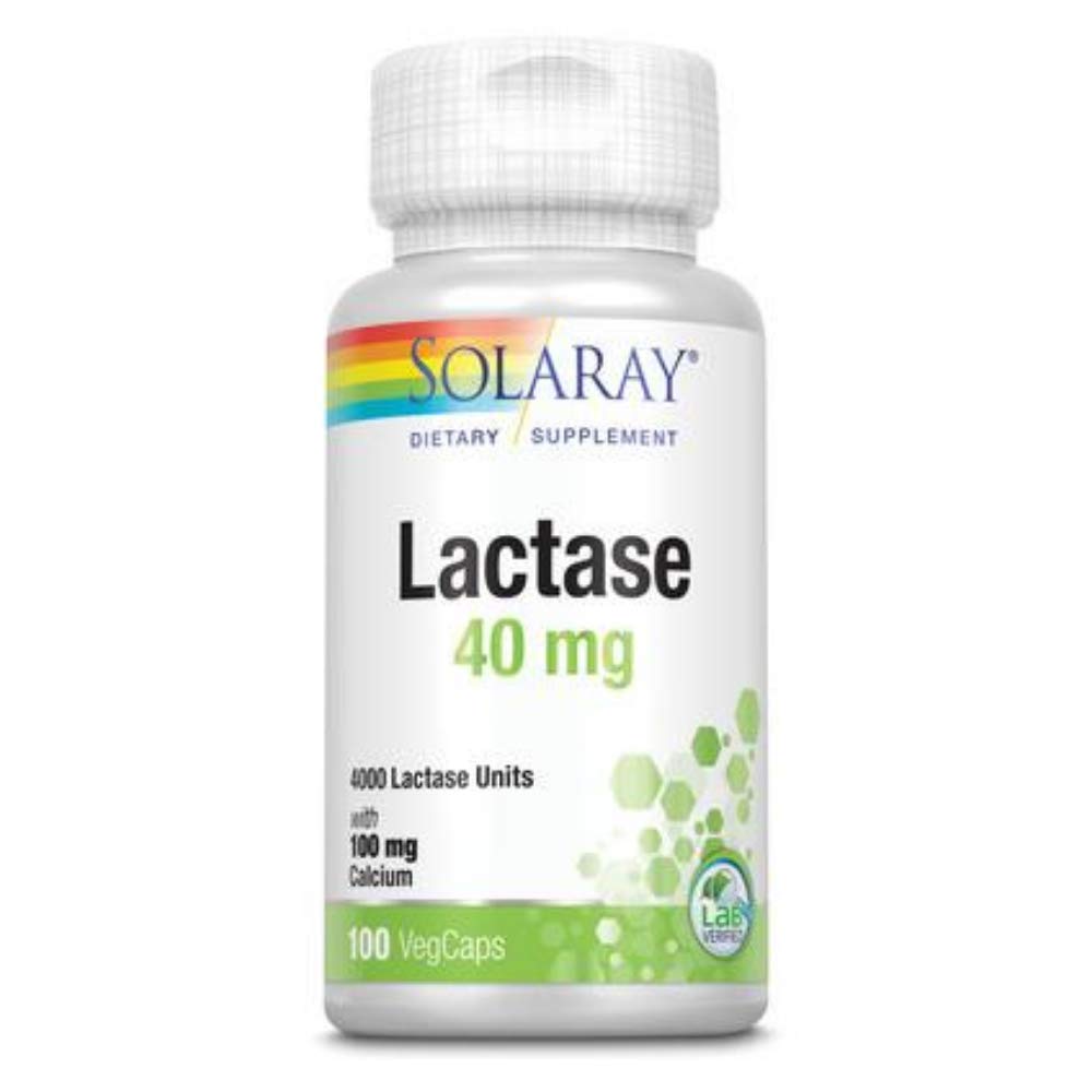 Cápsulas SOLARAY lactasa: soporte digestivo de la lactosa para comidas con lácteos.