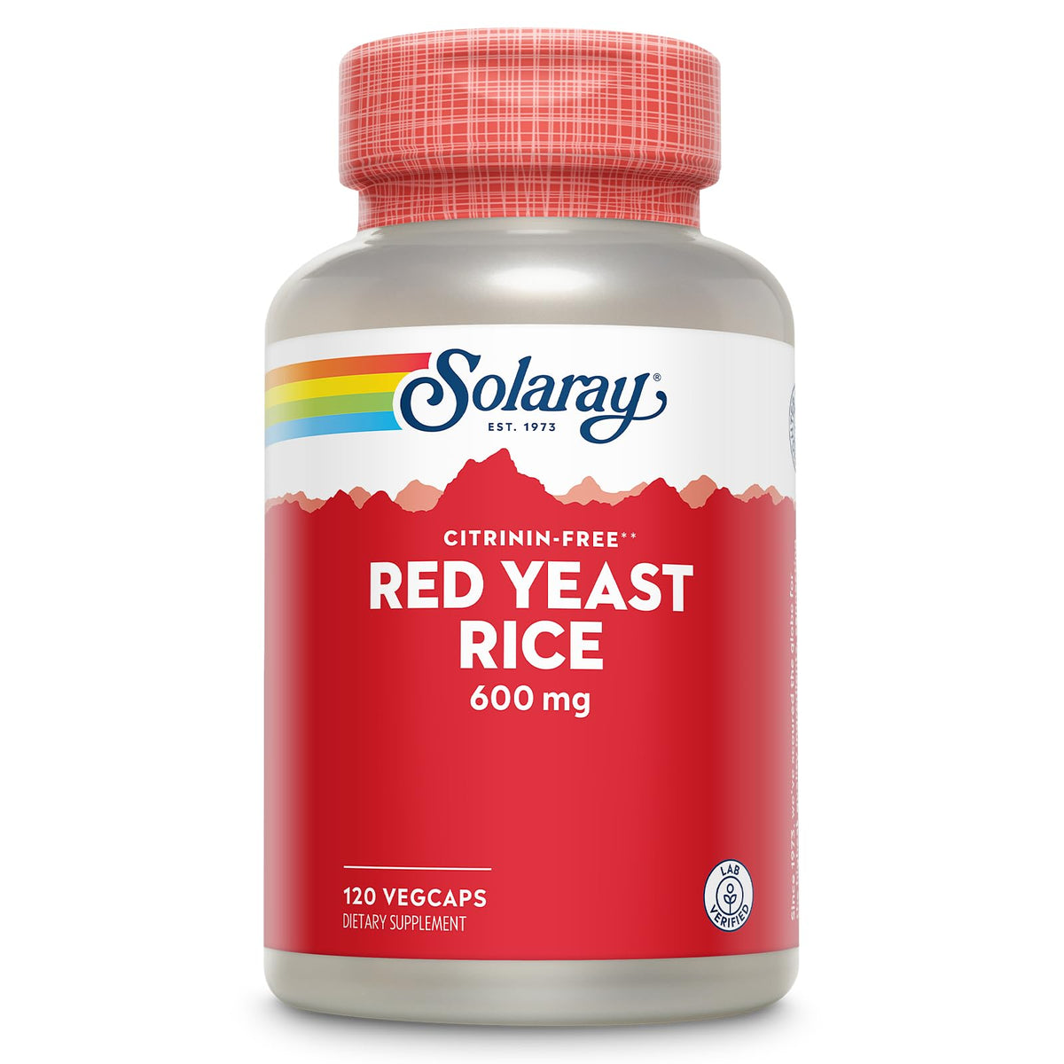 SOLARAY Levadura Roja de Arroz botella frente, posible apoyo a la salud circulatoria
