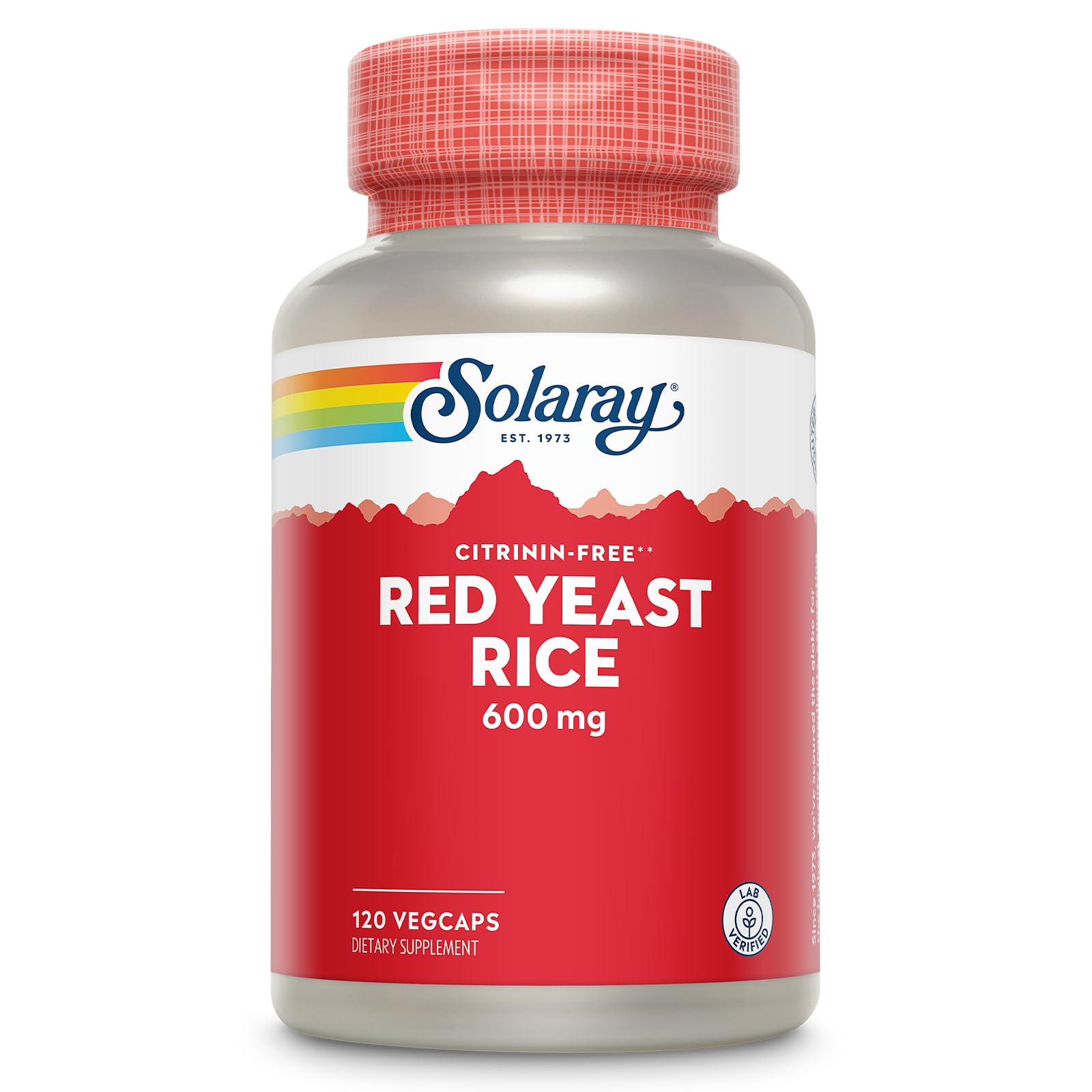 SOLARAY Levadura Roja de Arroz botella frente, posible apoyo a la salud circulatoria