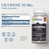 SOLARAY Licopeno 20 mg: cápsulas y uso diario para la salud prostática