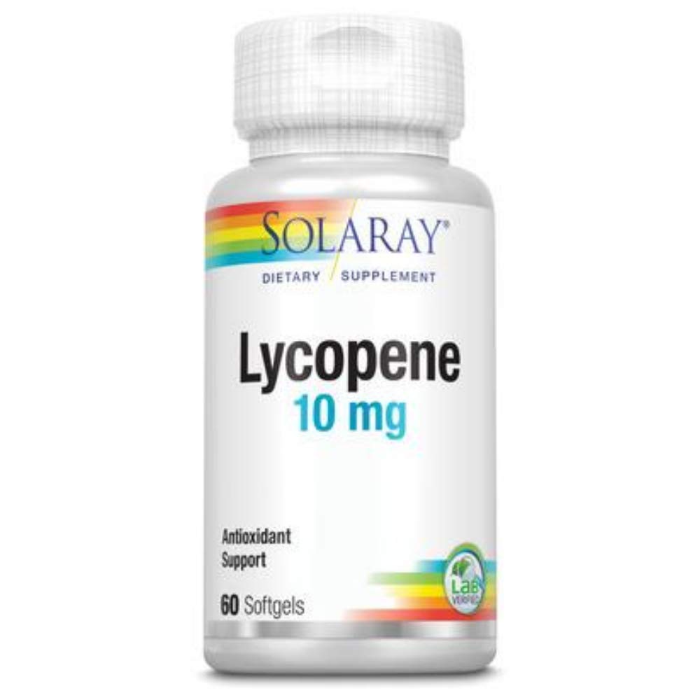 SOLARAY licopeno cápsula blanda de 10 mg en botella plástica, fácil de incorporar a la rutina diaria