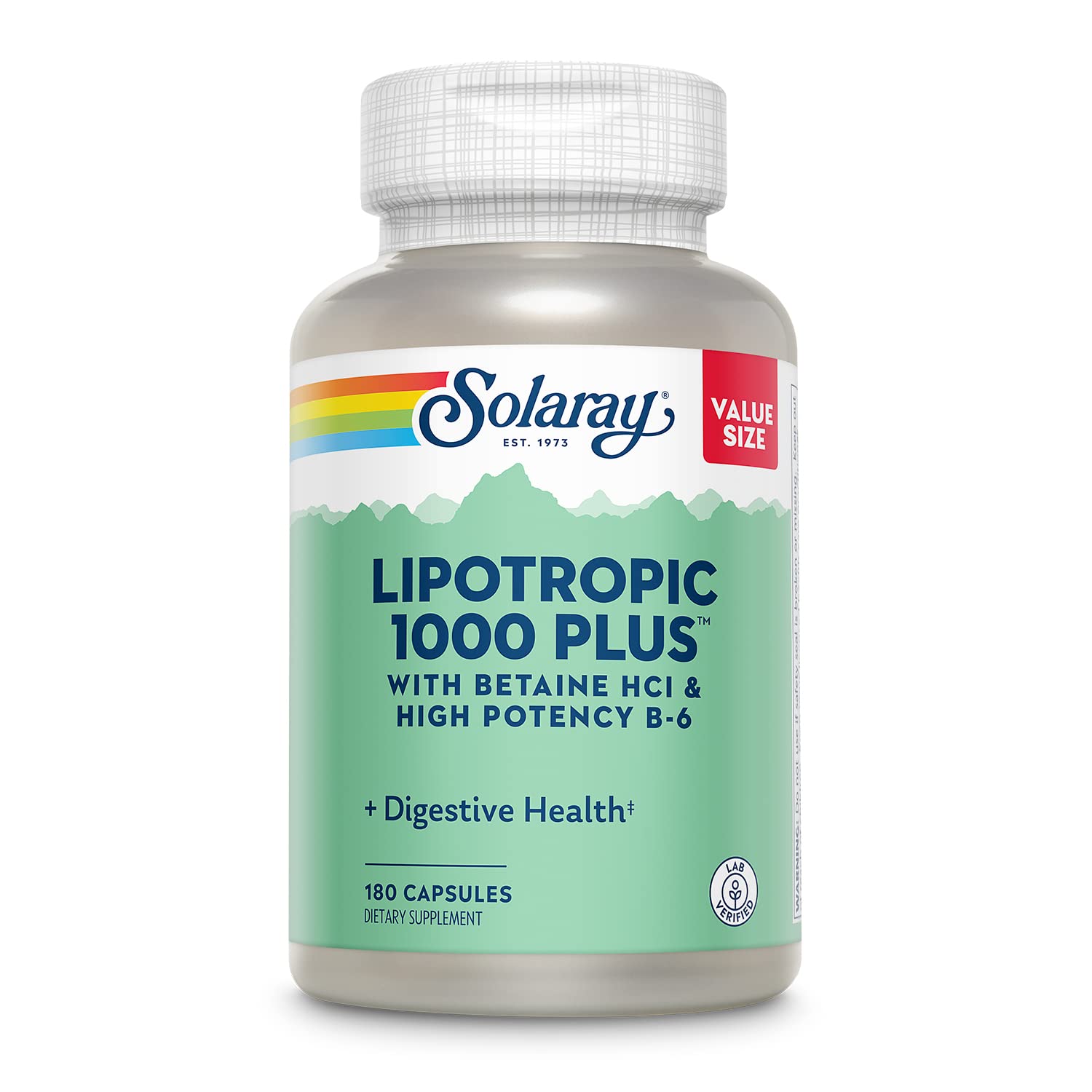 SOLARAY Lipotrópico 1000, bote de cápsulas, apoya procesos naturales de digestión y energía.