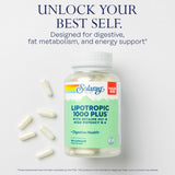 SOLARAY Lipotrópico 1000, cápsulas en mano, opción conveniente para un plan de nutrición diario.
