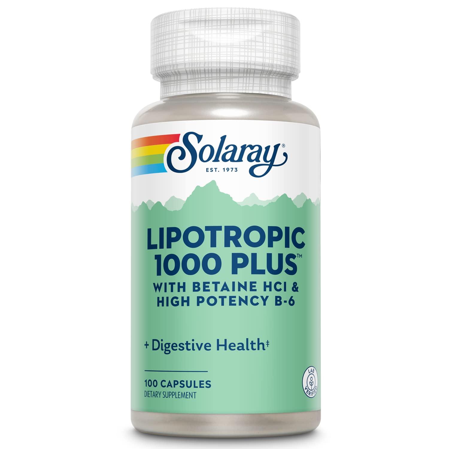 SOLARAY Lipotropic 1000 Plus, cápsulas para apoyo digestivo saludable.