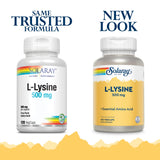 Frasco SOLARAY lisina L-500 mg para uso diario, listo para tu rutina.