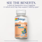SOLARAY Luteína masticable para ojos, ingredientes clave para apoyar la salud ocular.