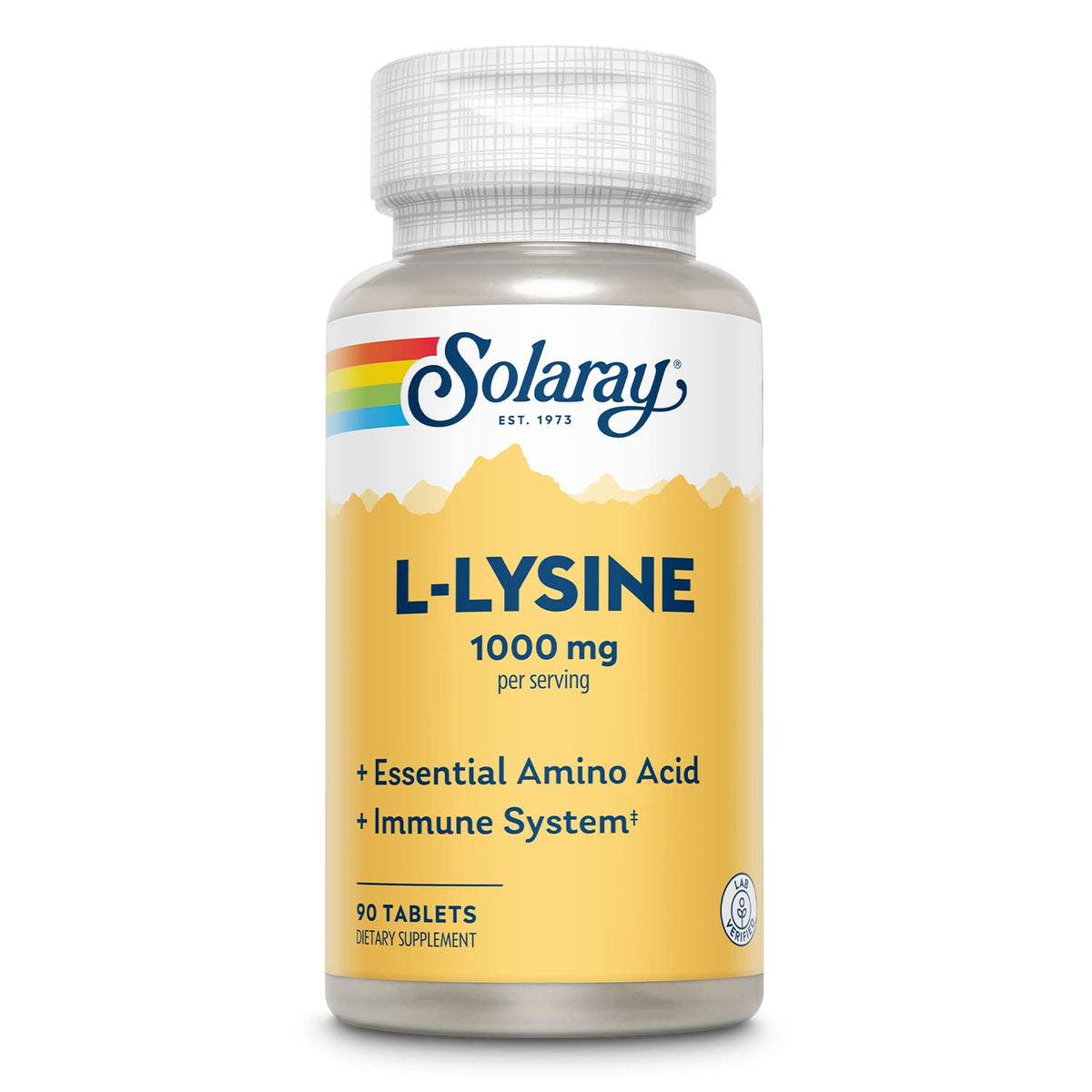 SOLARAY L Lysine, botella de cápsulas para soporte inmune diario.