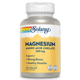 Solary magnesio aminoácidos chelate 200 mg en botella, apoyo a músculos y huesos.