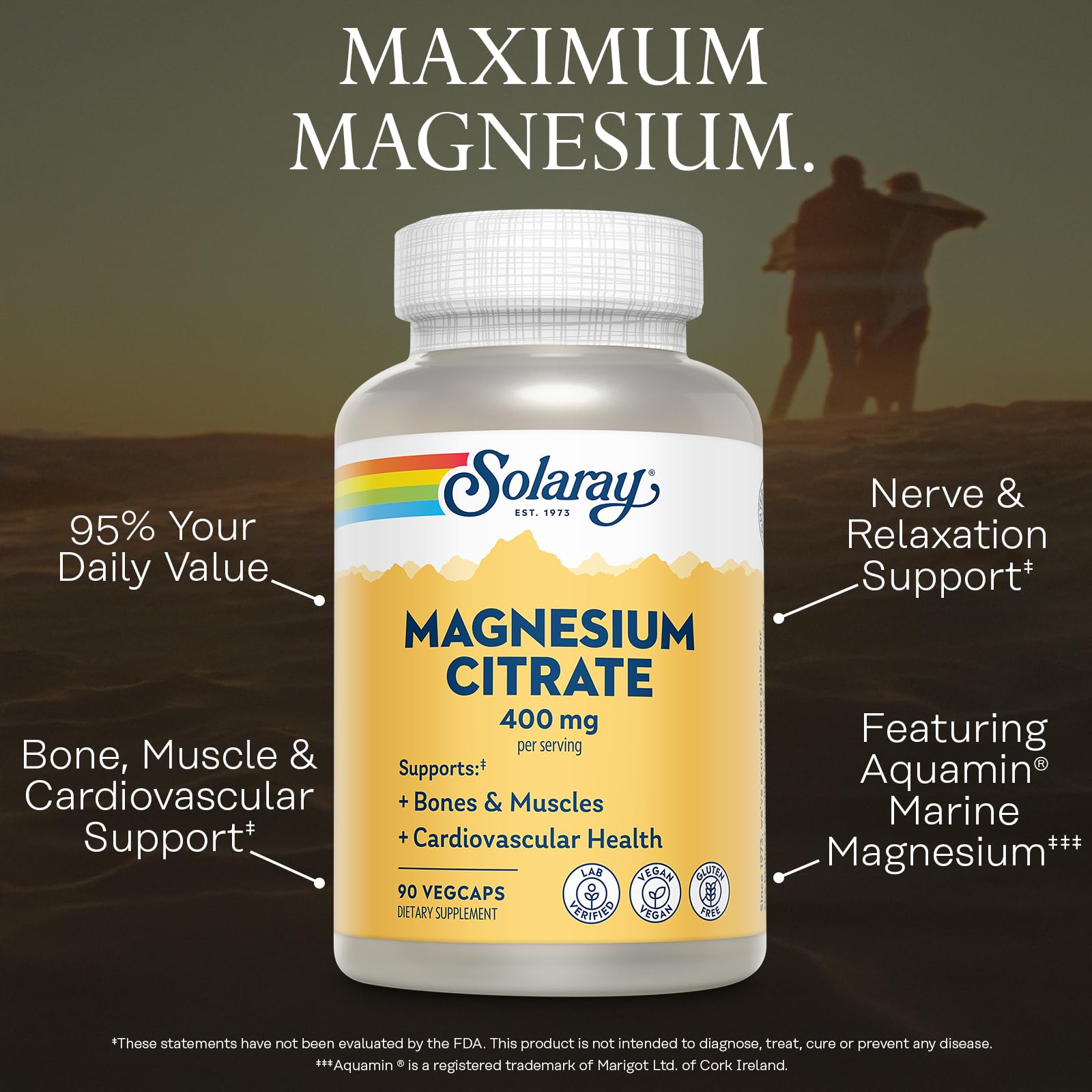 SOLARAY Magnesio Citrato 400 mg etiqueta frontal