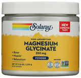 SOLARAY Magnesio glicinato en polvo 350 mg, apoyo para músculos y relajación diaria.