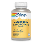 SOLARAY Magnesio Asporato 400 mg en bote vegcaps, apoyo para corazón saludable y función muscular.