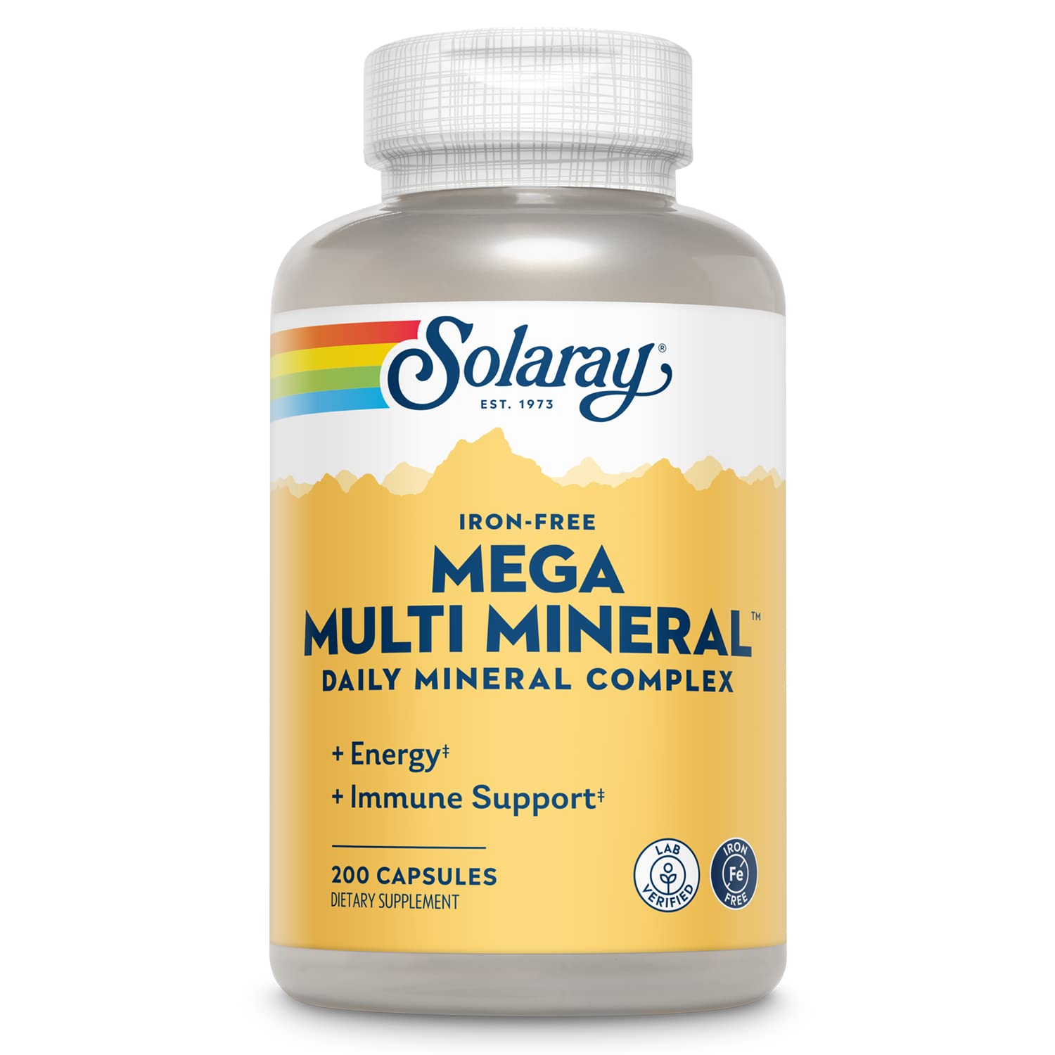 SOLARAY Mega Multi Mineral en botella frente: energía diaria potencial