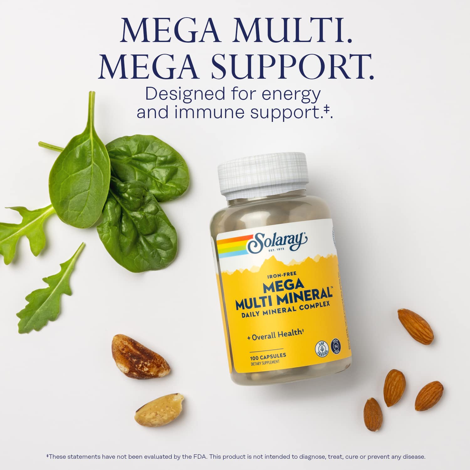SOLARAY Mega Multi Mineral: composición de minerales para absorción optimizada.