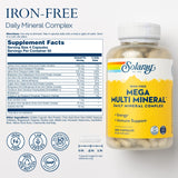SOLARAY Mega Multi Mineral etiqueta: información de minerales clave para tu bienestar