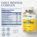 SOLARAY Mega Multi Mineral etiqueta frontal con formulación avanzada y pureza garantizada.