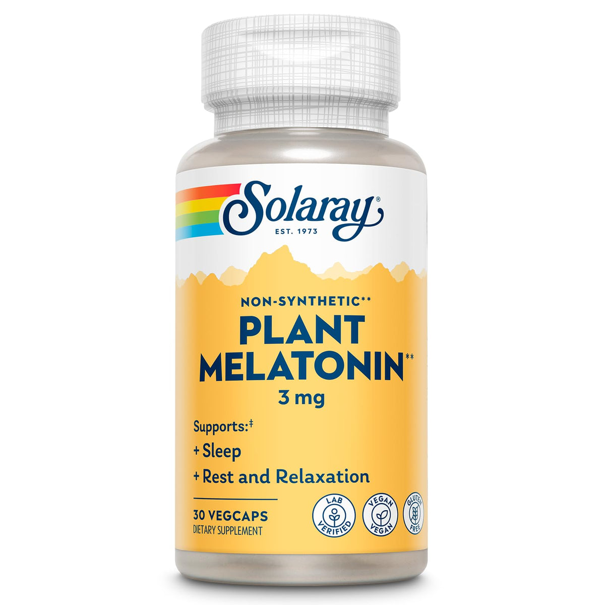 SOLARAY Melatonina vegetal con Somato, frasco de 30 cápsulas veganas para apoyar el sueño