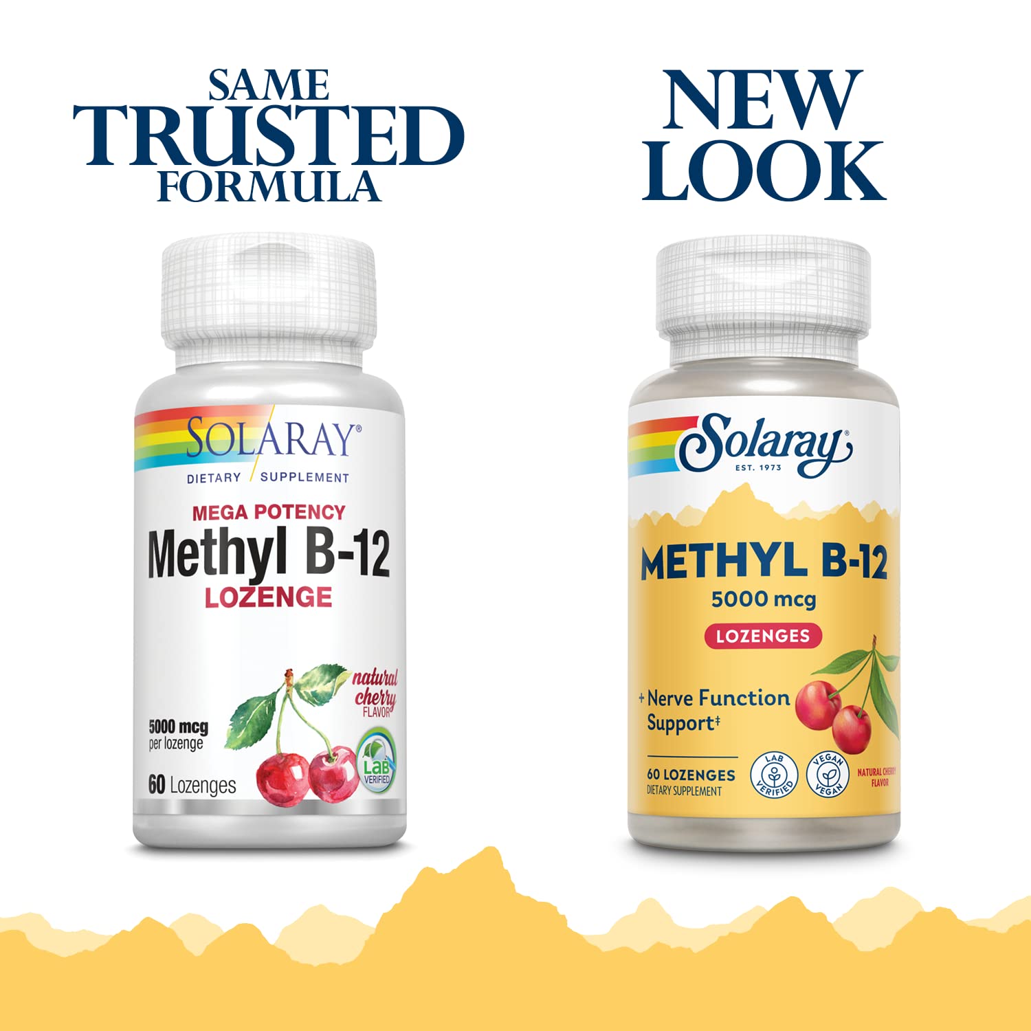 SOLARAY Metil B12, pastilla sabor cereza, uso conveniente para momentos de enfoque.