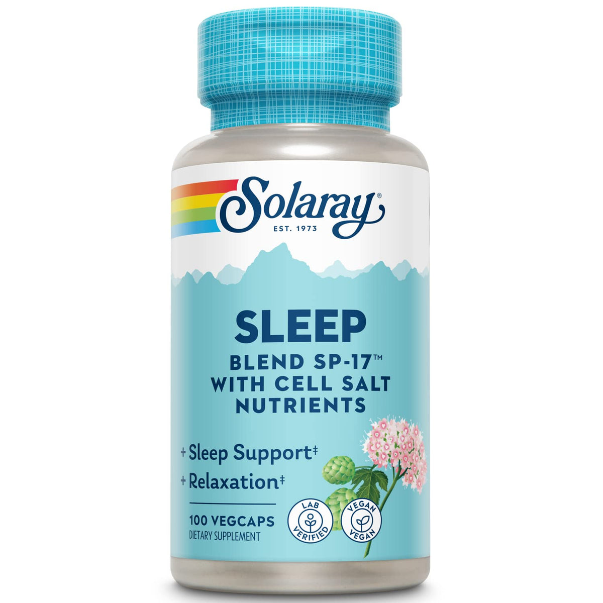 SOLARAY Mezcla para Dormir SP-17 - botella con cápsulas para apoyar un descanso nocturno natural.