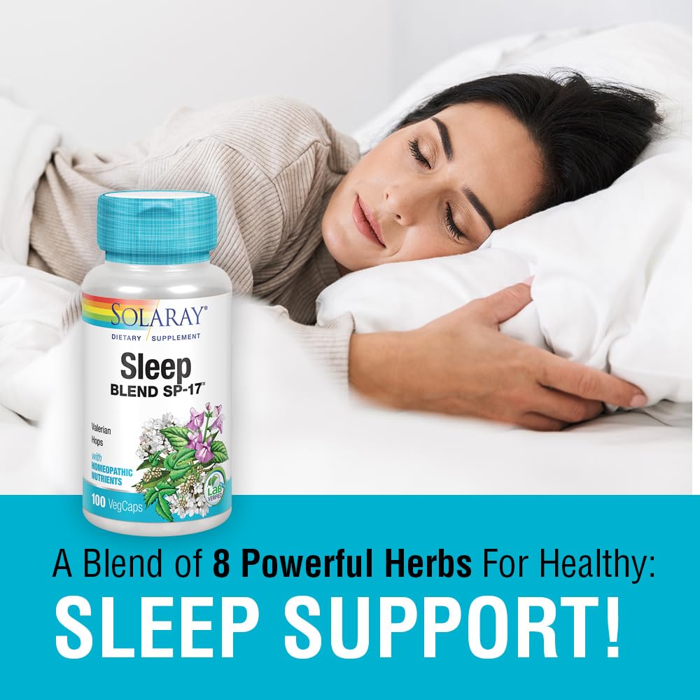 SOLARAY Mezcla para Dormir SP-17 - etiqueta frontal que resalta ingredientes para la noche.