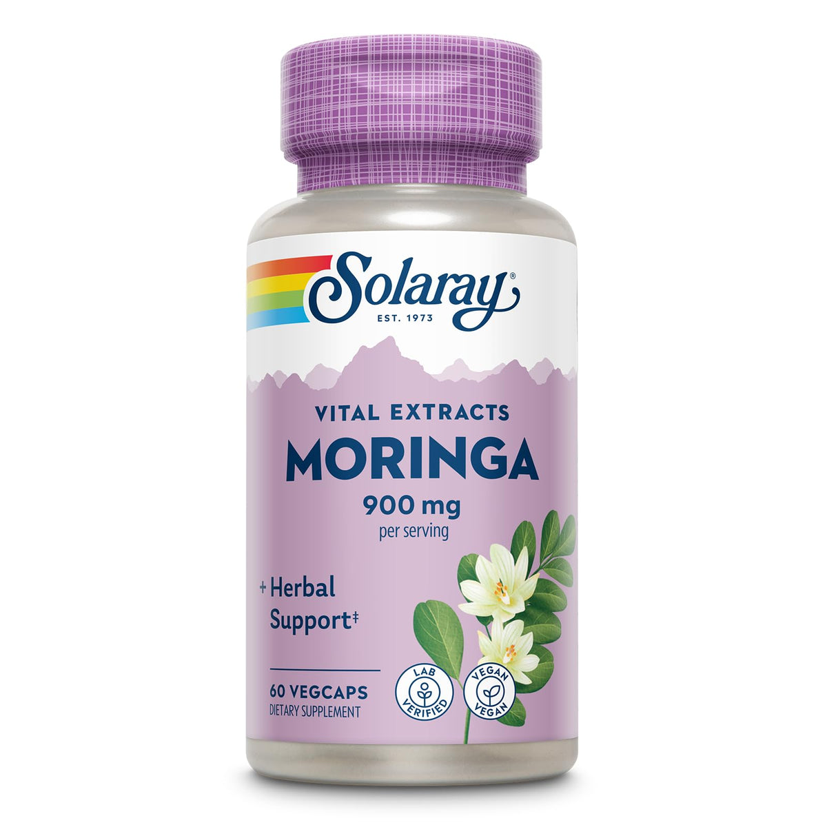 SOLARAY Moringa cápsulas: botella visible para apoyo al bienestar diario