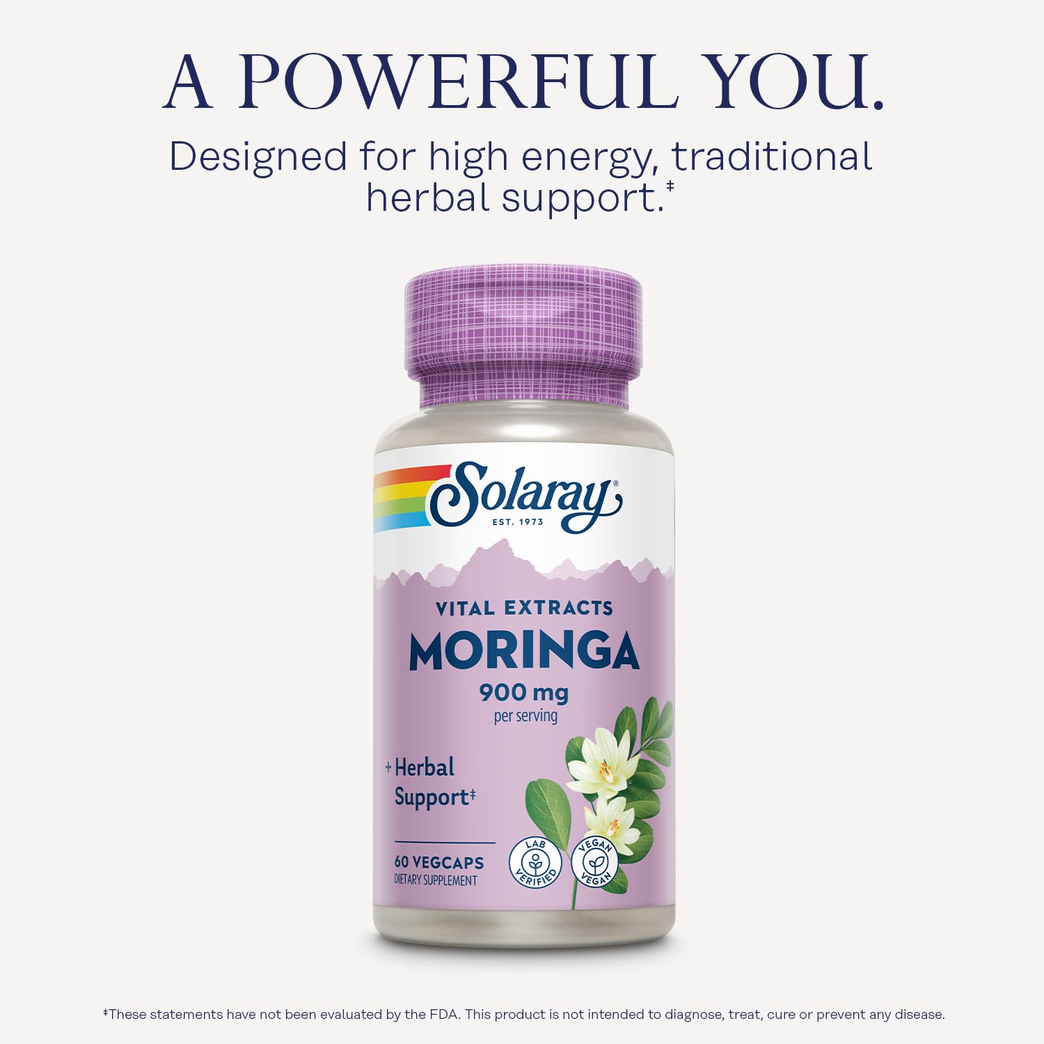 SOLARAY Moringa cápsulas: cápsulas alineadas para energía estable